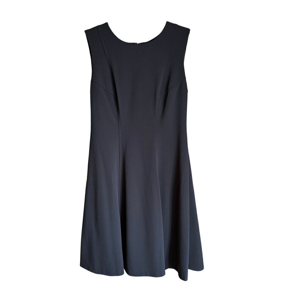 Tommy Hilfiger Black Sleeveless Fit & Flare Knit Dress Sz 12 LBD Classic Evening
